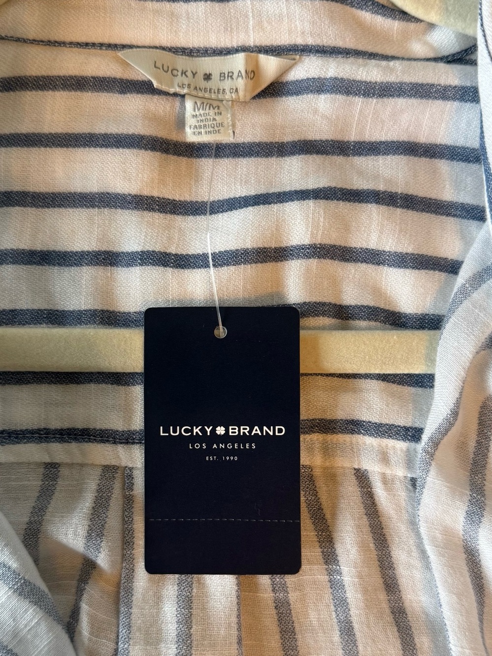 Lucky Brand Women’s White and Blue Vertical Stripe Button-Down Shirt Size M - Picture 3 of 13